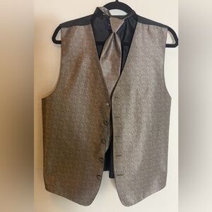 Vintage MEL HOWARD NY NY Mens silver/black Formal Vest with tie M